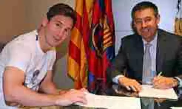 Breaking: Messi Signs 500,000 Pounds Per Week Barcelona Deal To Stay Till 2021